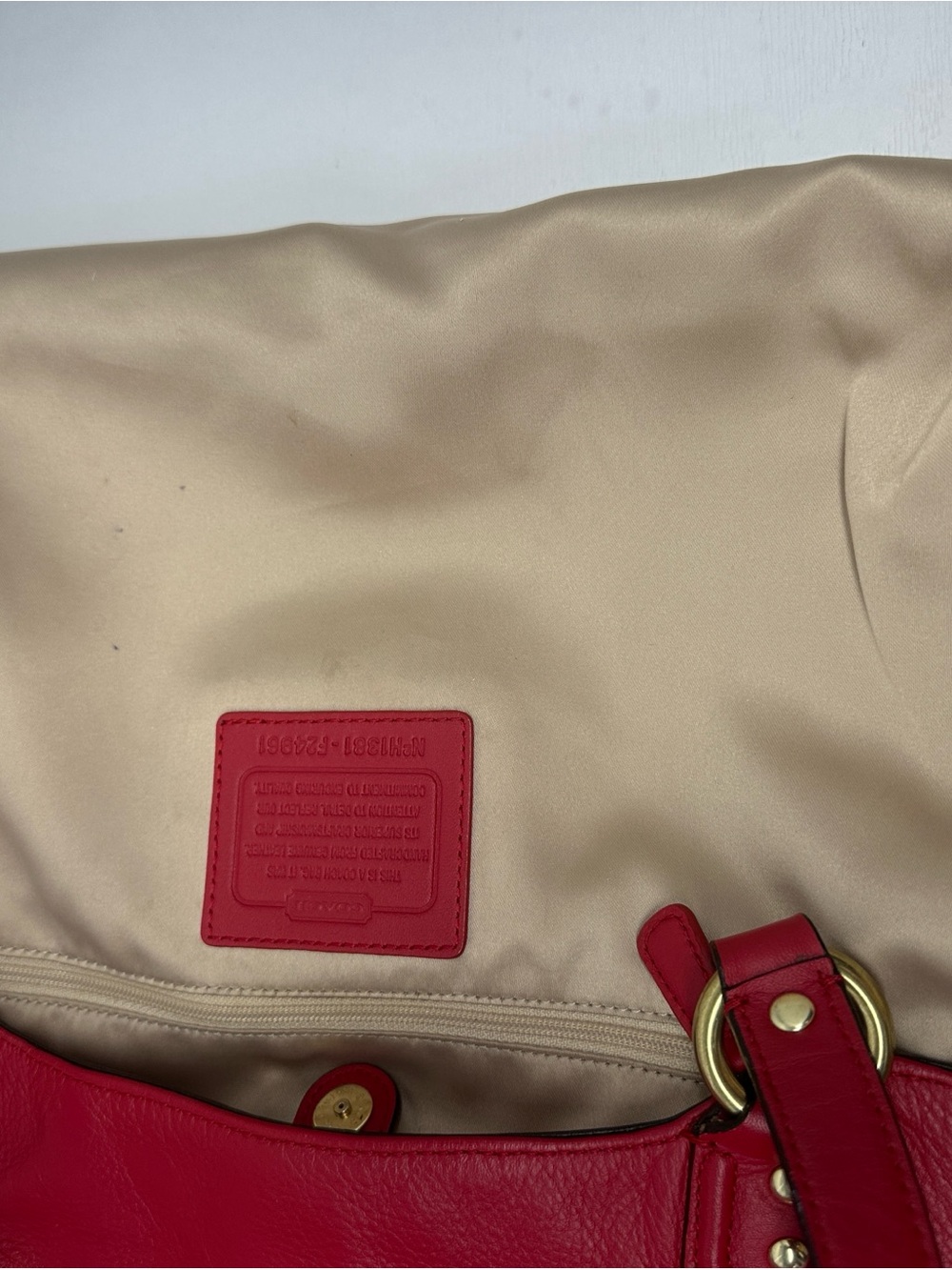 Coach Red Campbell Leather Belle Carryall - Picture 10 of 13